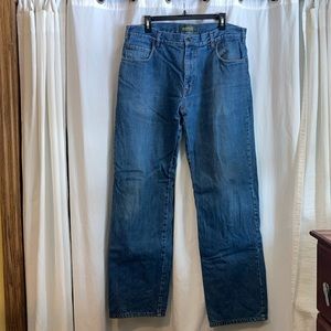 Eddie Bauer blue flannel lined relaxed fit jeans